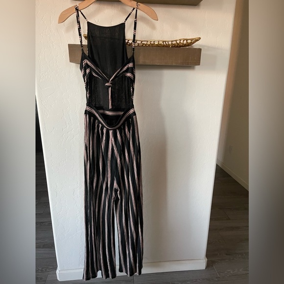 Joie Briselle Linen Jumpsuit, Vertical Stripes, Wide Leg & Exposed Back—Size XS• - Picture 7 of 16